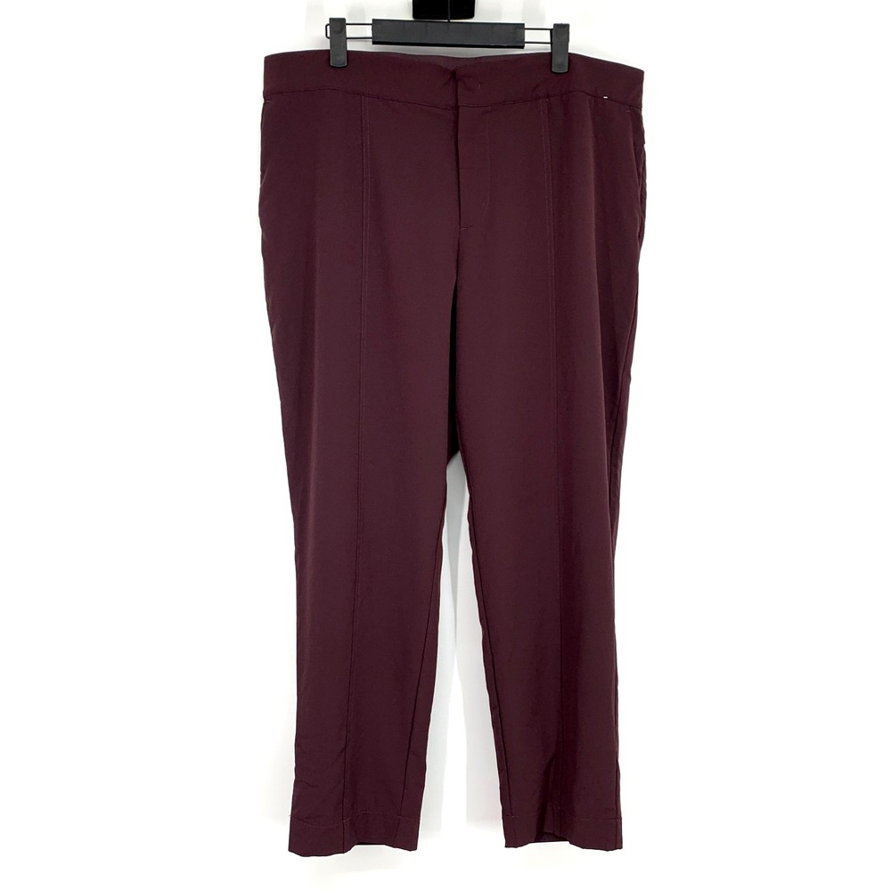 Mondetta Pants Womens Size 16 Performance Lux Tailored High Rise Seamed Burgundy